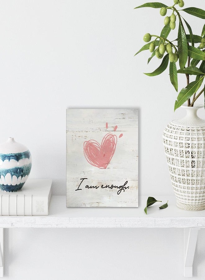 MAVOTEN Inspirational Quote I am Enough Wood Box Sign Rusitc Heart Print Wooden Box Sign Farmhouse Home Office Desk Shelf Decor (5 X 5 Inch) - Image 5